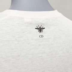 CHRISTIAN DIOR cream cotton linen brutal journey of the heart crew tshirt S