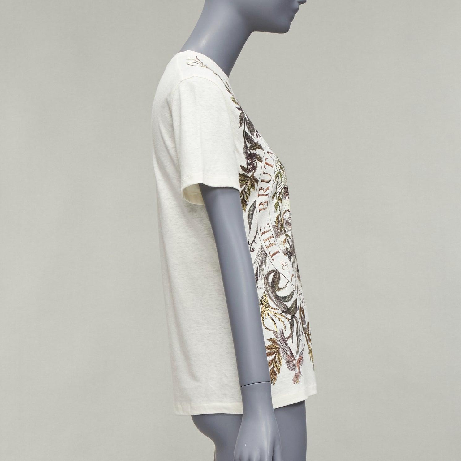 CHRISTIAN DIOR cream cotton linen brutal journey of the heart crew tshirt S In Excellent Condition For Sale In Hong Kong, NT