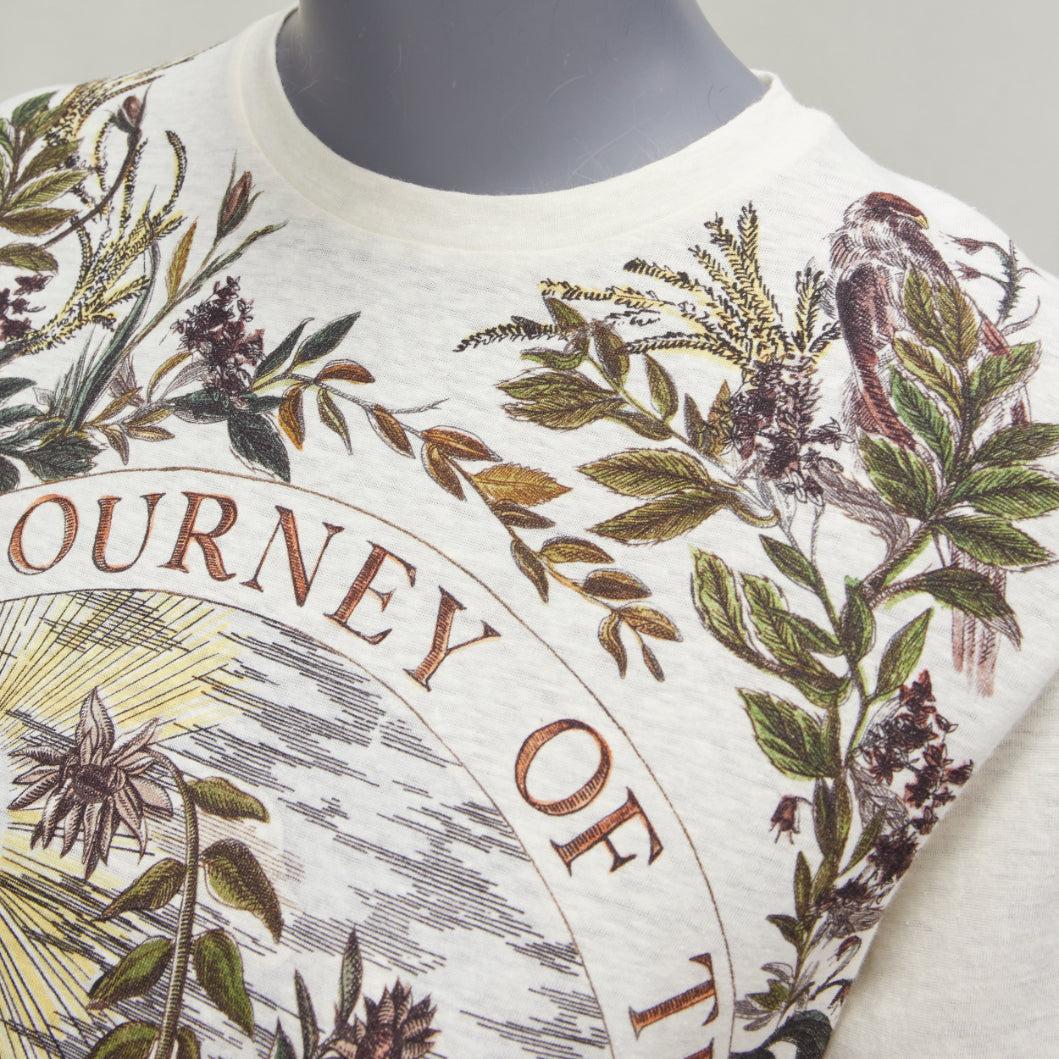CHRISTIAN DIOR cream cotton linen brutal journey of the heart crew tshirt S For Sale 3