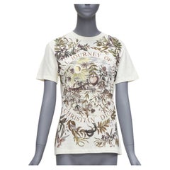 CHRISTIAN DIOR cream cotton linen brutal journey of the heart crew tshirt S