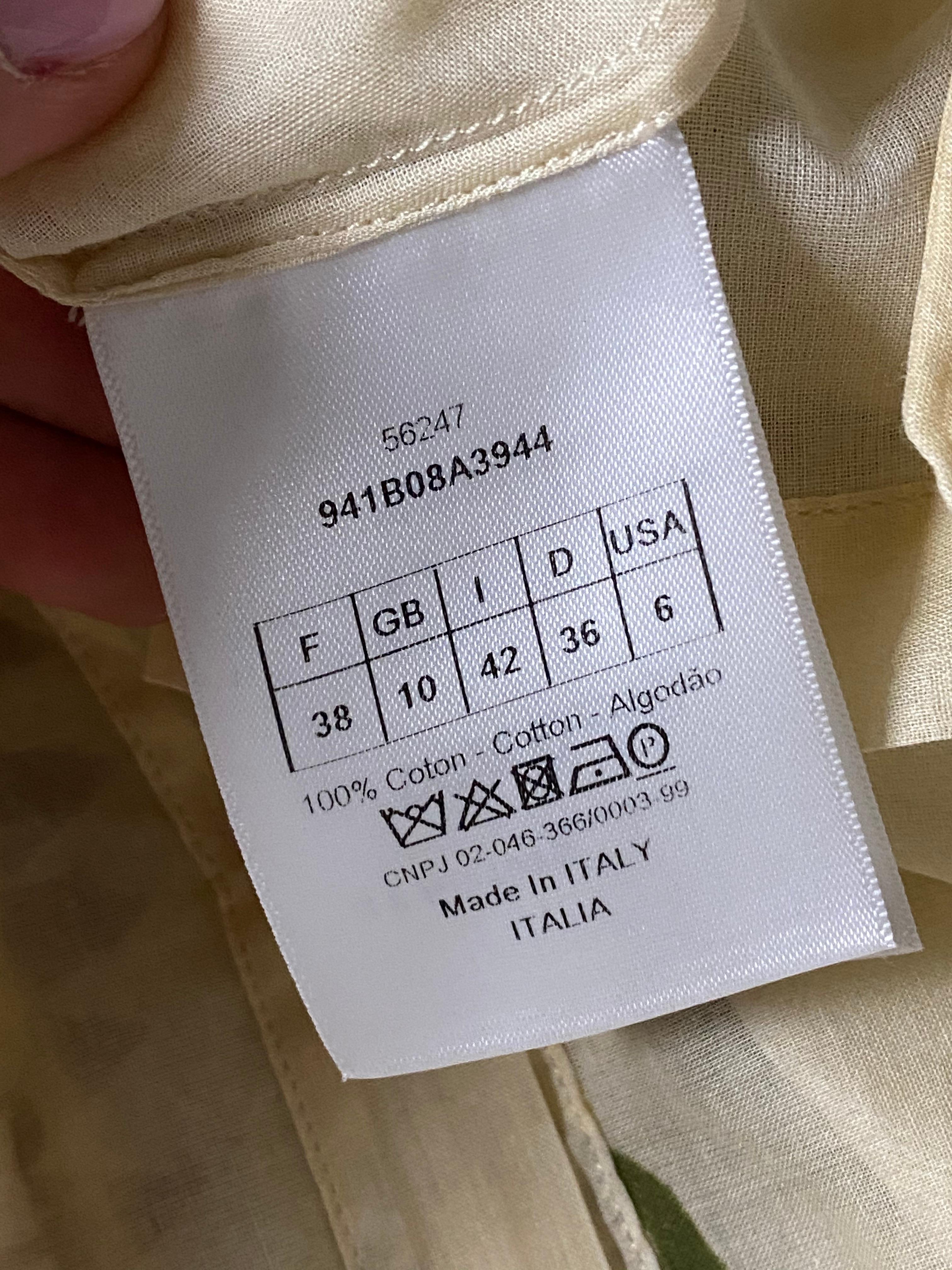 Christian Dior Cremefarbenes langärmeliges Tunika-Oberteil aus Baumwolle Größe 6 im Angebot 2
