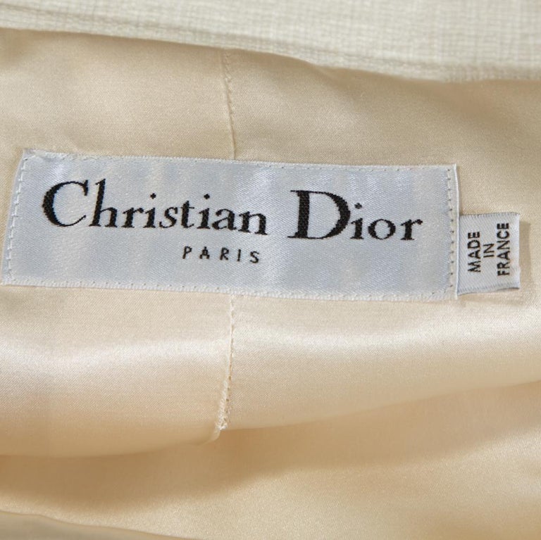 Christian Dior Cream Cotton Ruffled Embellished Sleeve Coat M For Sale ...