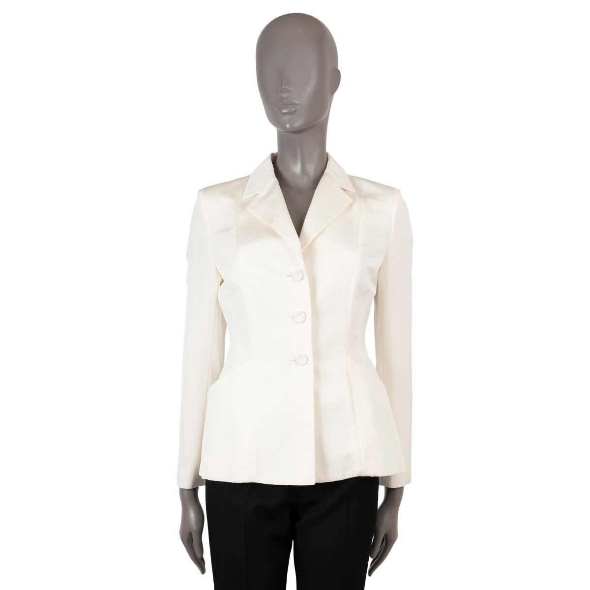 Women's CHRISTIAN DIOR cream cotton & silk GROSGRAIN BAR Blazer Jacket 38 S For Sale
