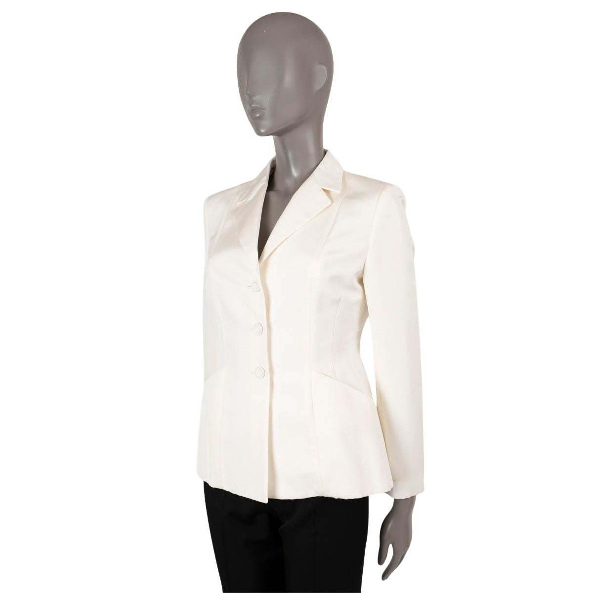 CHRISTIAN DIOR cream cotton & silk GROSGRAIN BAR Blazer Jacket 38 S For Sale 1