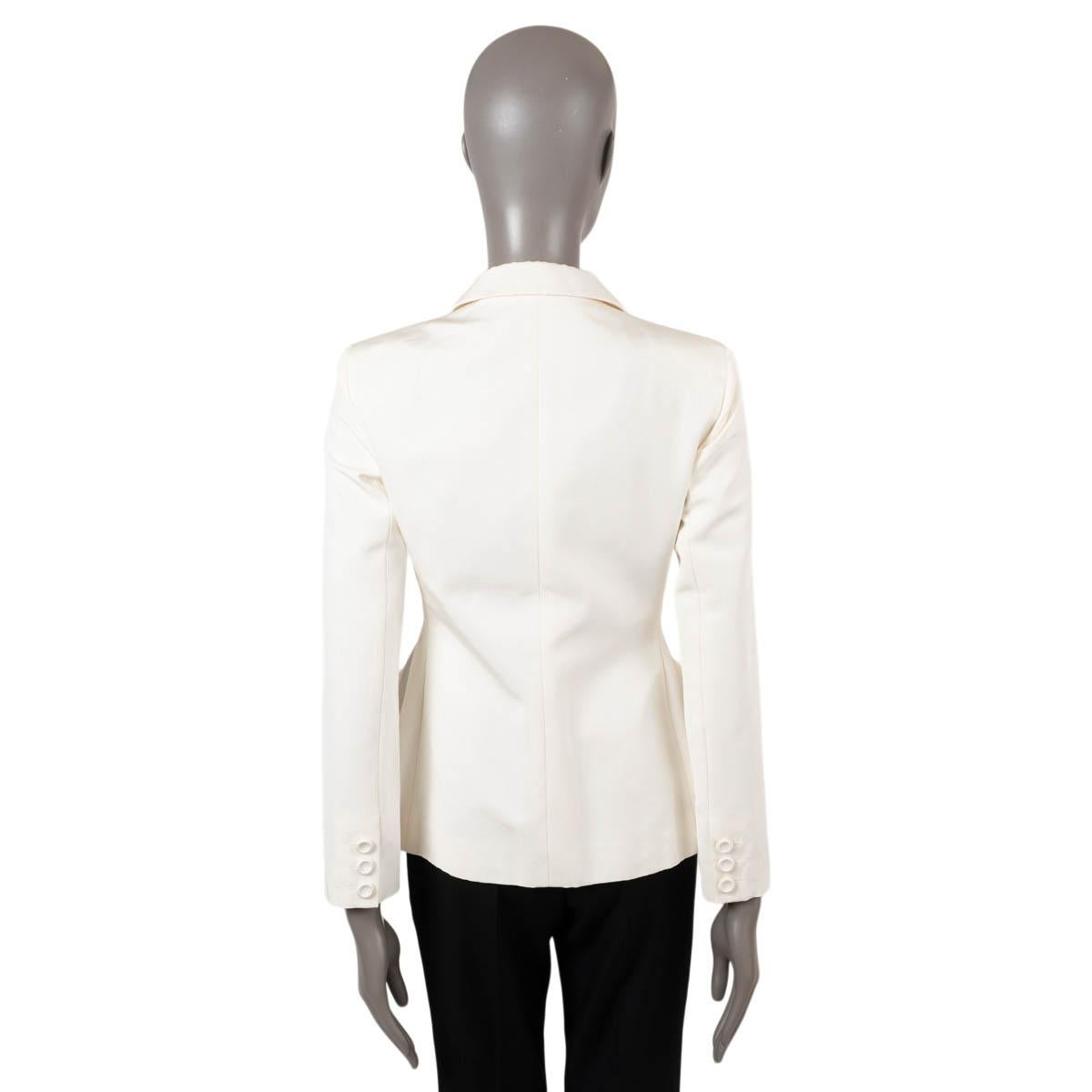 CHRISTIAN DIOR cream cotton & silk GROSGRAIN BAR Blazer Jacket 38 S For Sale 2