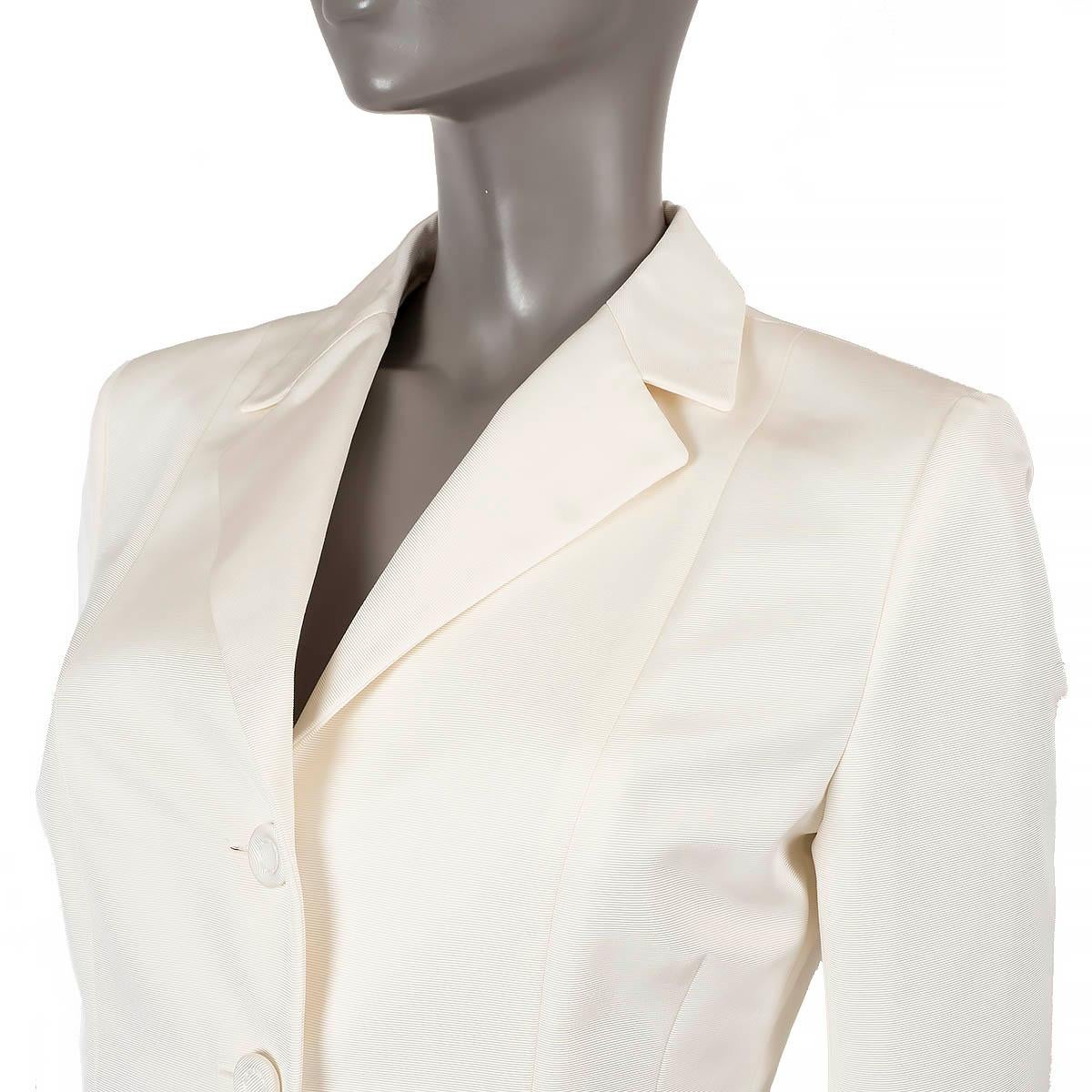 CHRISTIAN DIOR cream cotton & silk GROSGRAIN BAR Blazer Jacket 38 S For Sale 3