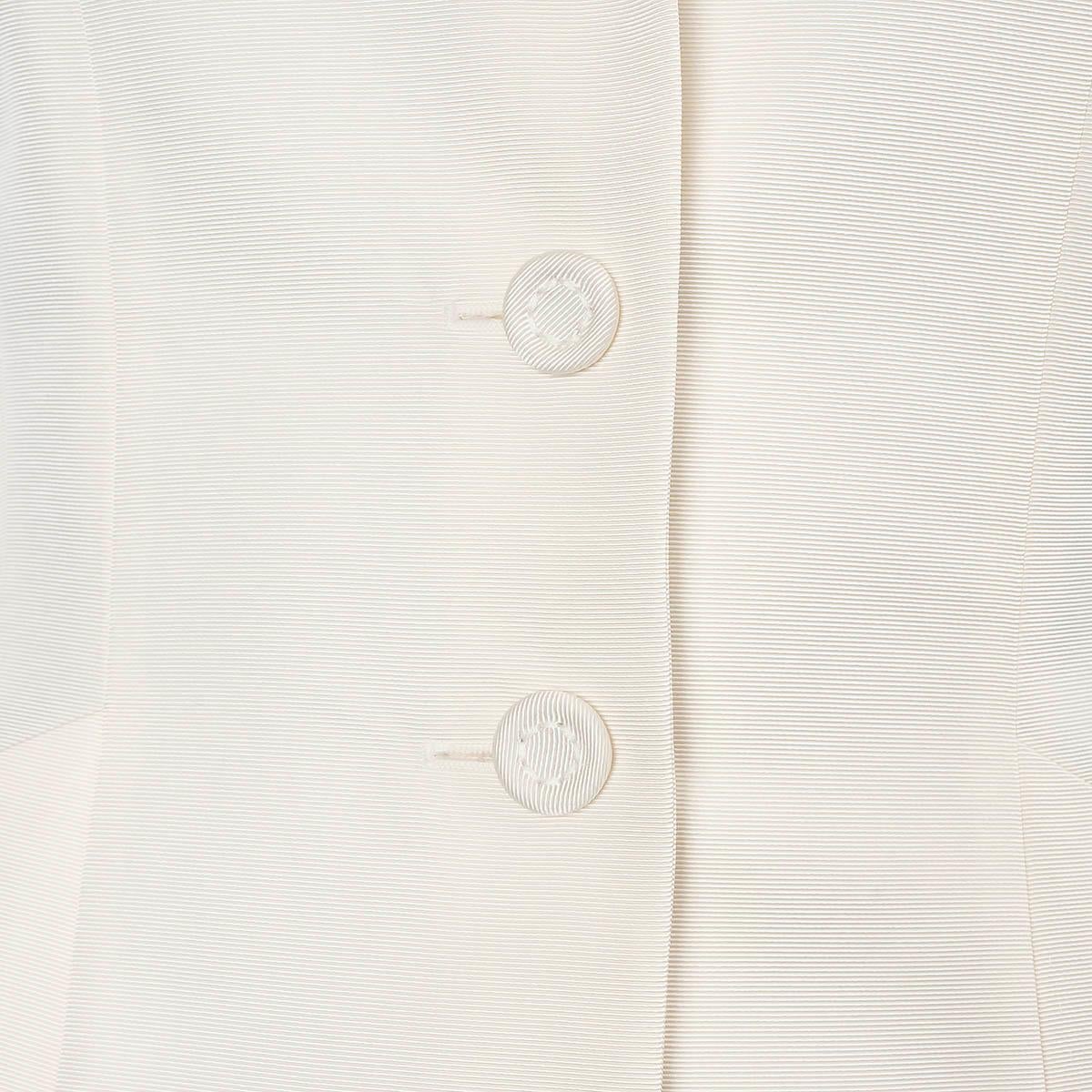 CHRISTIAN DIOR cream cotton & silk GROSGRAIN BAR Blazer Jacket 38 S For Sale 4