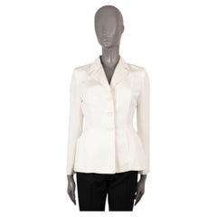 CHRISTIAN DIOR blazer BAR GROSGRAIN crème coton et soie 38 S