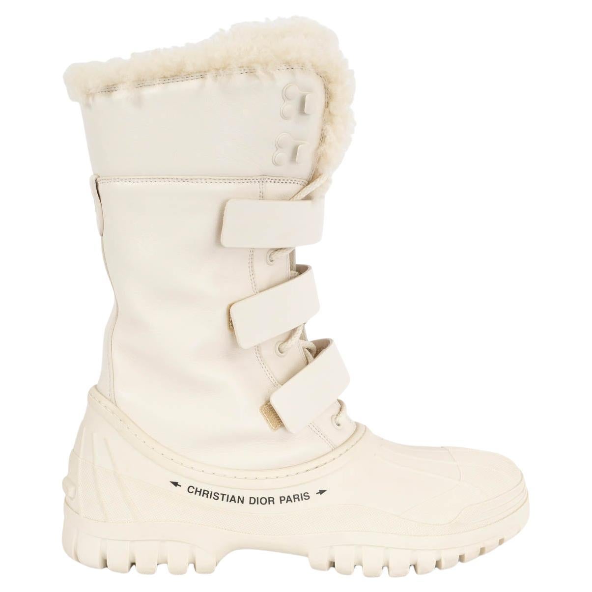 CHRISTIAN DIOR cream D-VENTURE COMBAT SNOW Boots Shoes 39.5 For Sale