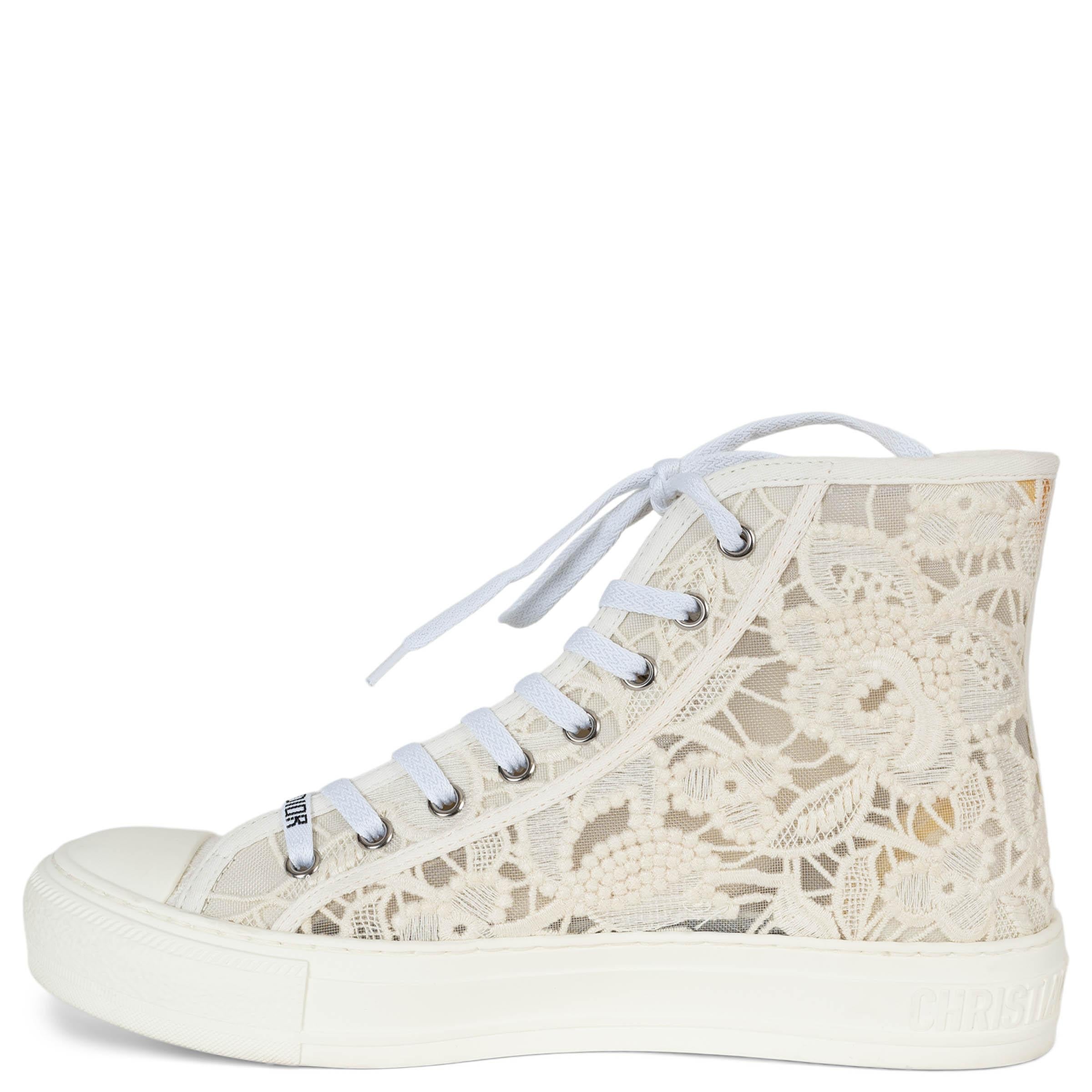 Gris CHRISTIAN DIOR crème dentelle 2022 WALK'N'DIOR MACRAME Baskets Chaussures 39 en vente
