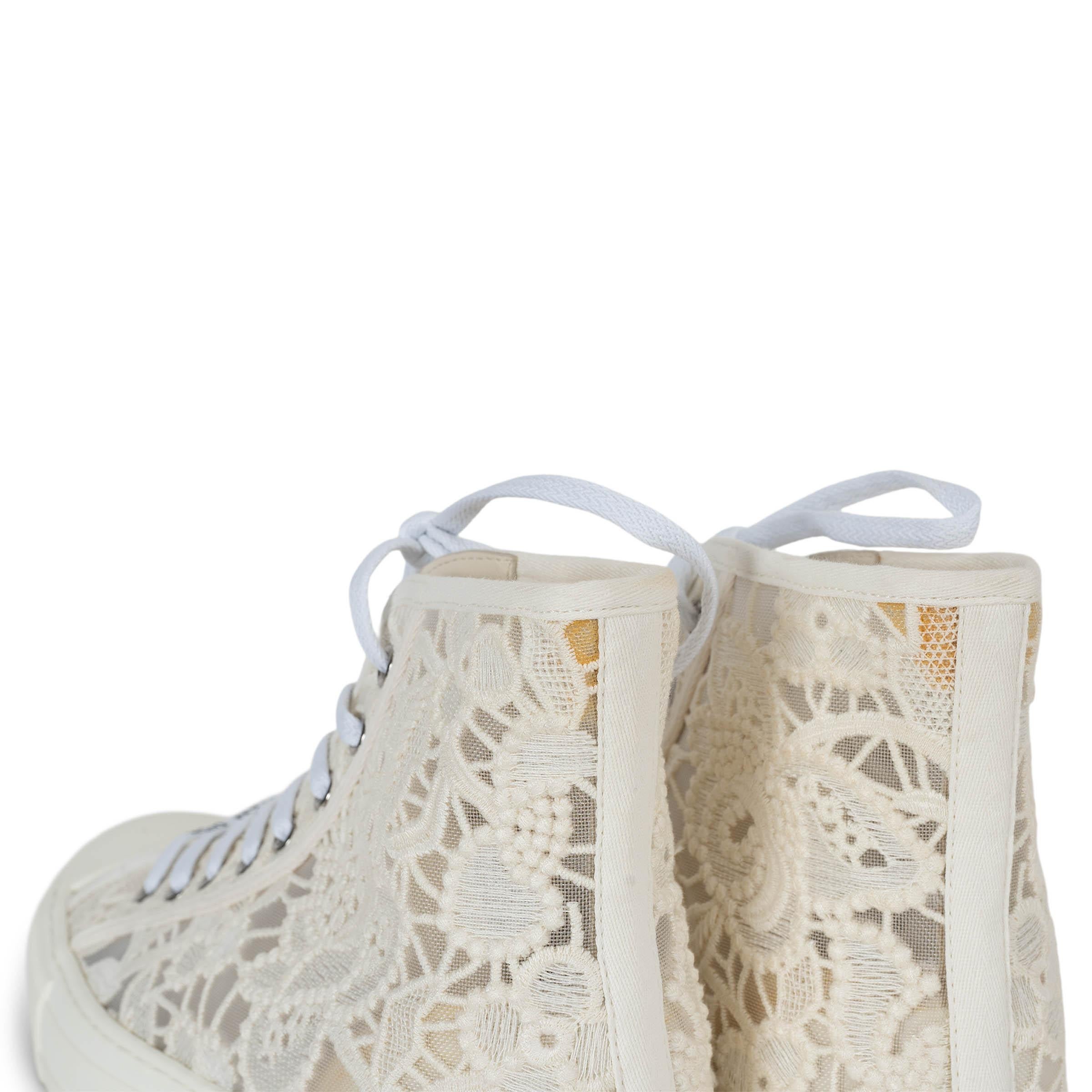 CHRISTIAN DIOR crème dentelle 2022 WALK'N'DIOR MACRAME Baskets Chaussures 39 en vente 3
