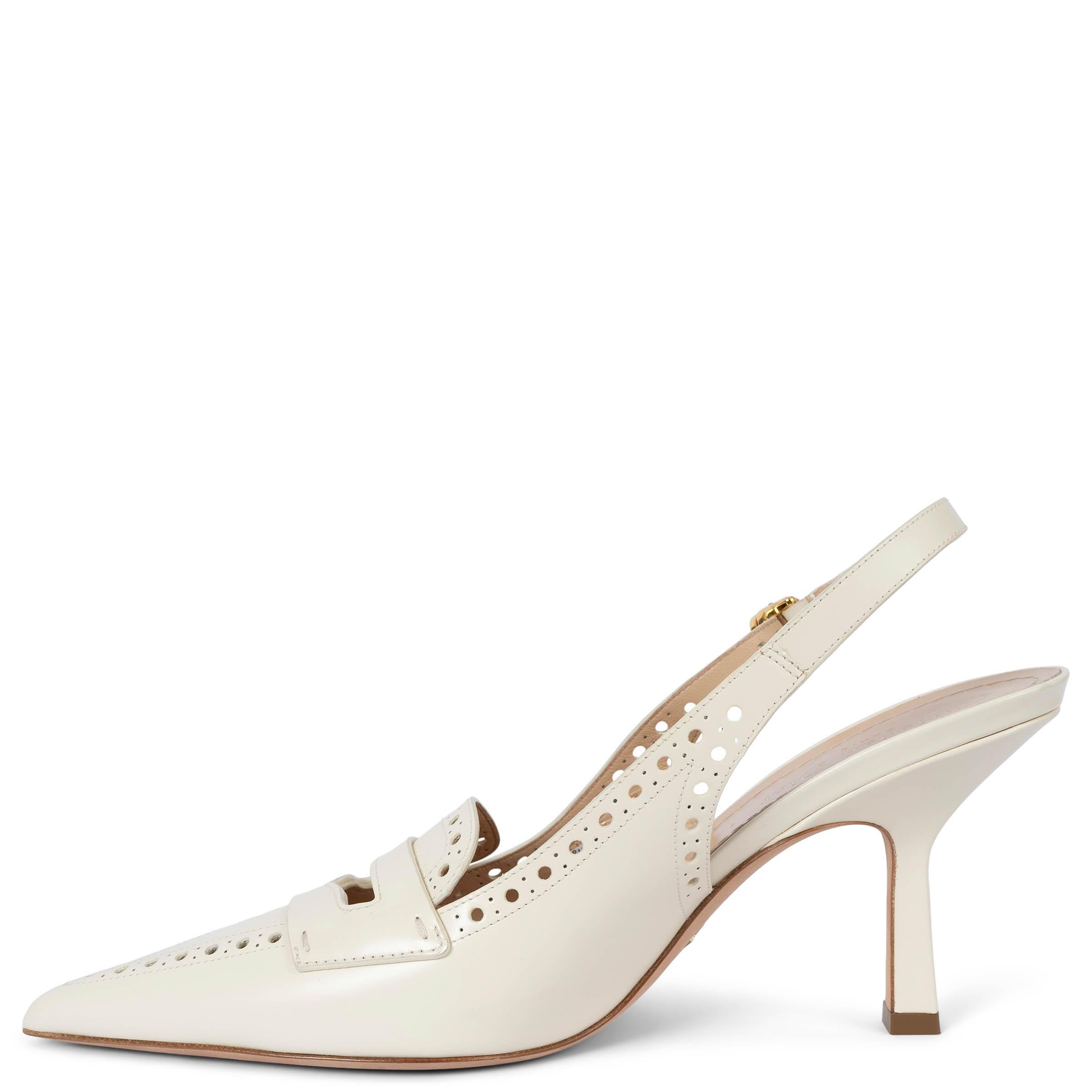 Women's CHRISTIAN DIOR cream leather 2020 BOY-D Slingbacks Pumps Shoes 38