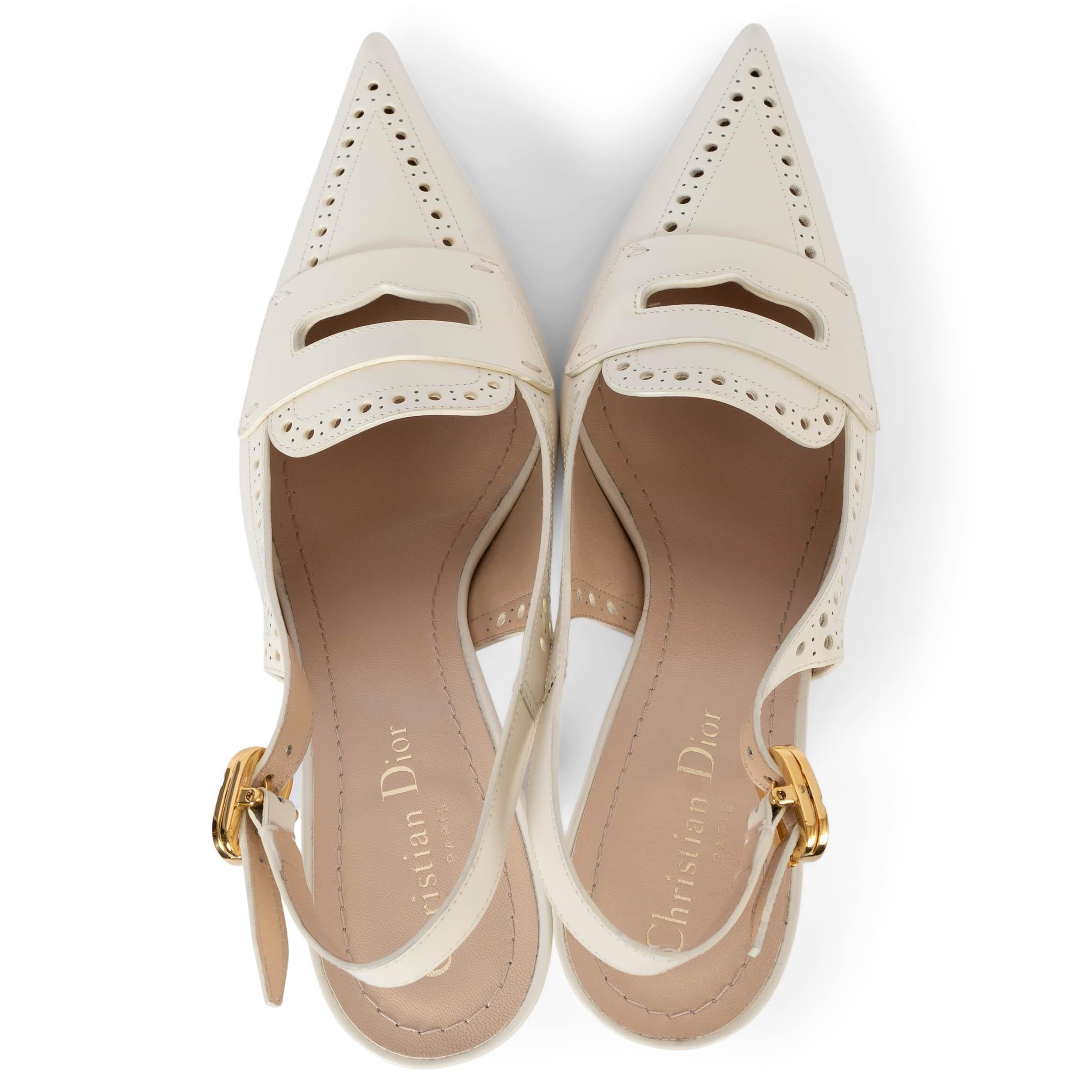 CHRISTIAN DIOR cream leather 2020 BOY-D Slingbacks Pumps Shoes 38 2