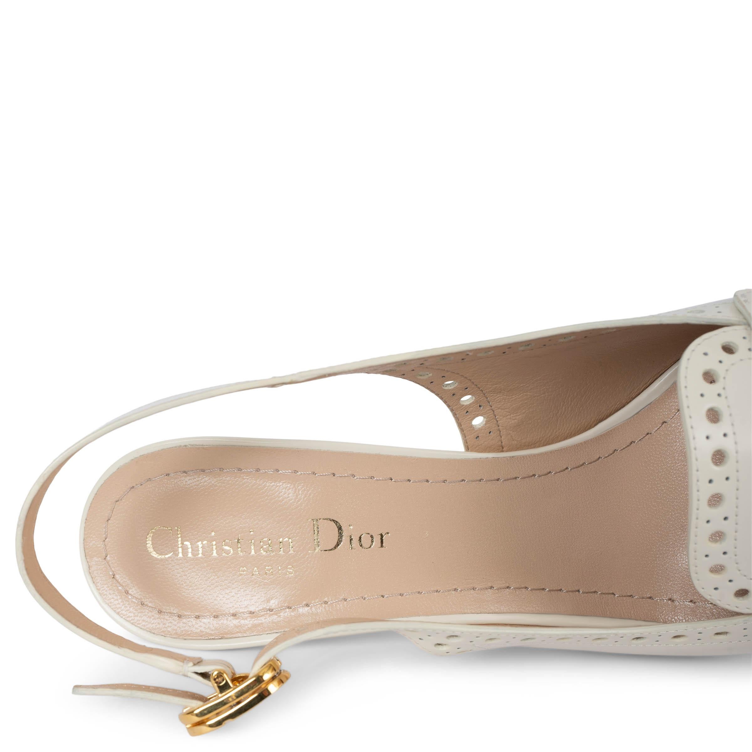 CHRISTIAN DIOR cream leather 2020 BOY-D Slingbacks Pumps Shoes 38 3