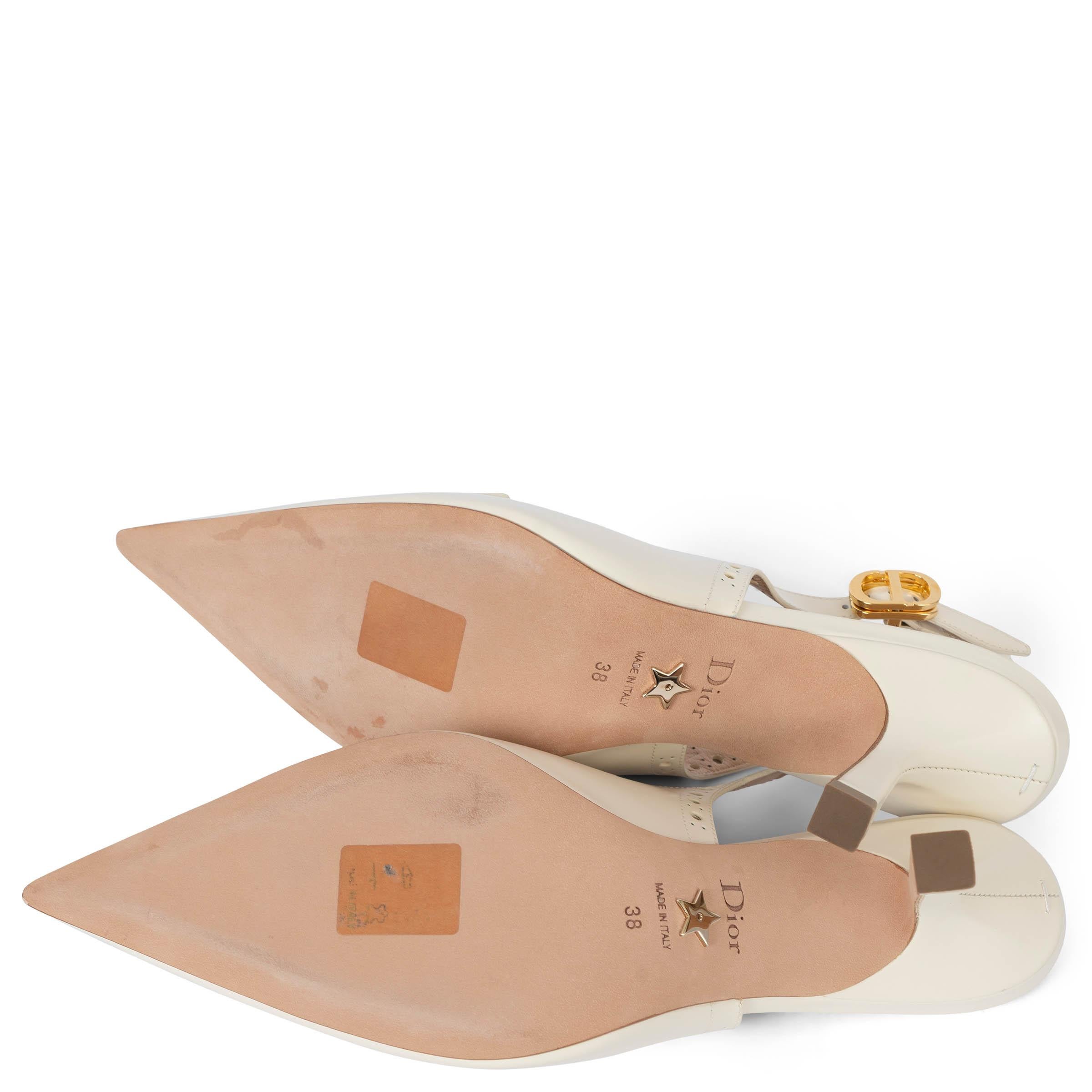 CHRISTIAN DIOR cream leather 2020 BOY-D Slingbacks Pumps Shoes 38 4
