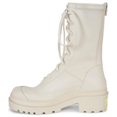CHRISTIAN DIOR cream leather 2022 ARCADE COMBAT Boots Shoes 38.5