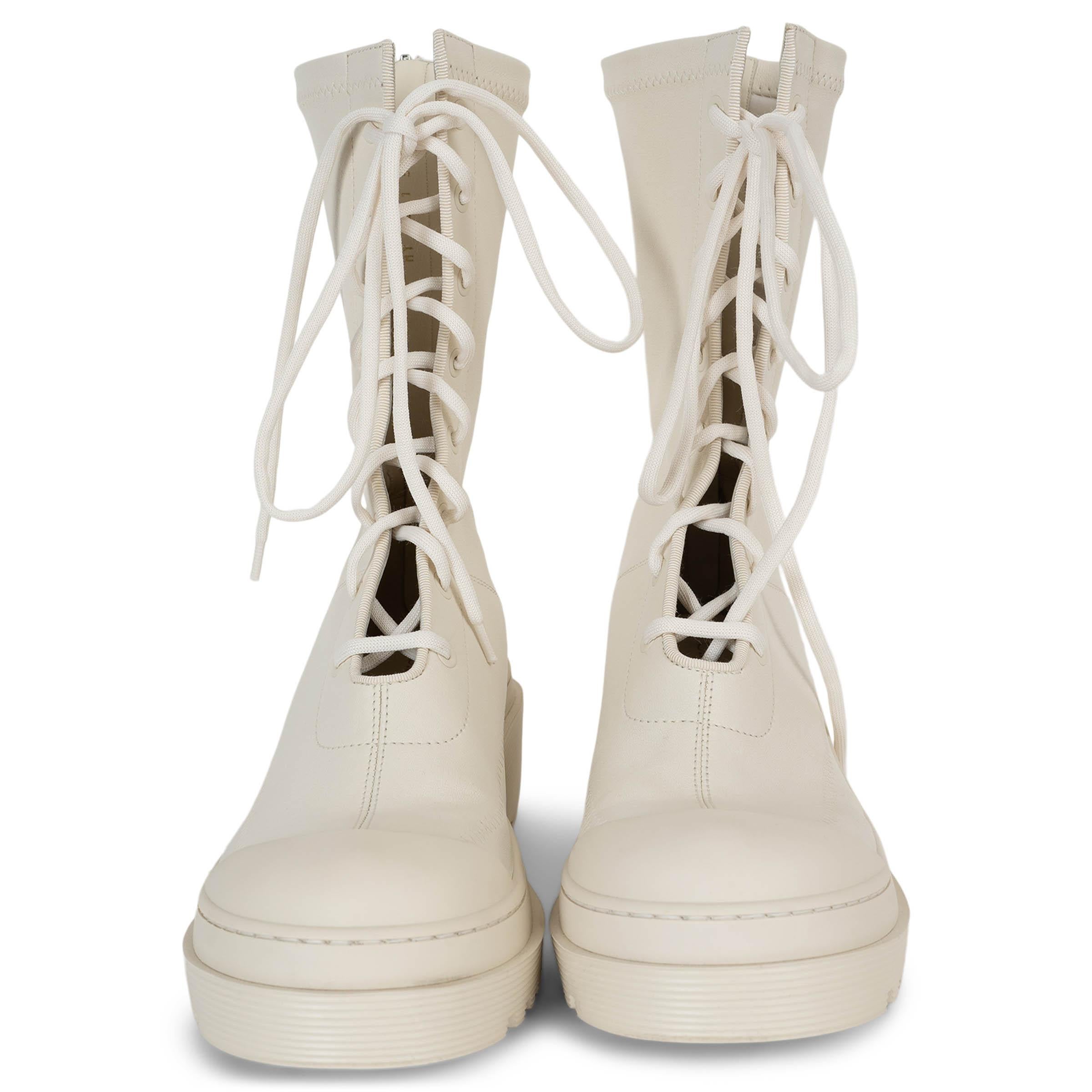 Beige CHRISTIAN DIOR cream leather 2022 ARCADE COMBAT Boots Shoes 38.5 For Sale