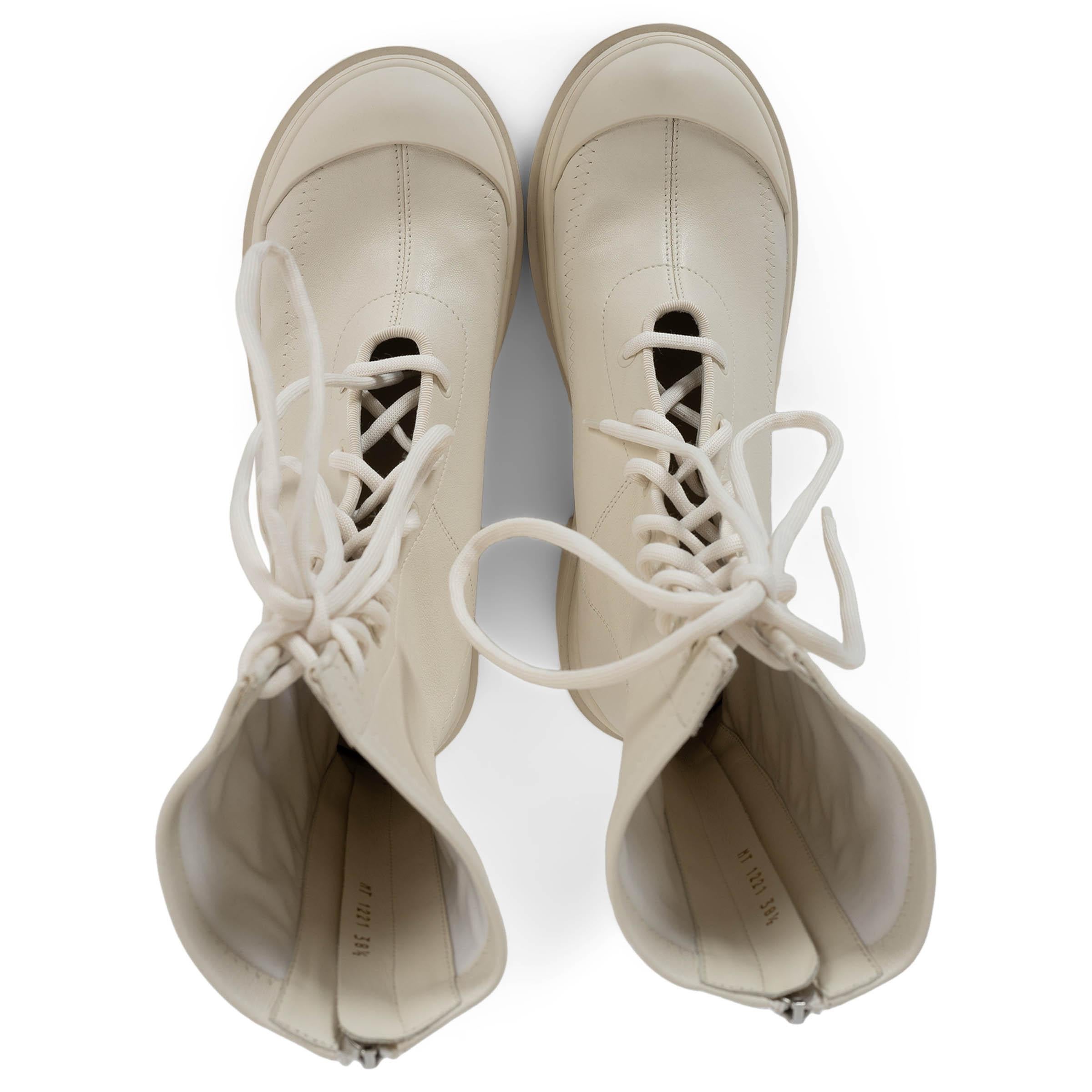 CHRISTIAN DIOR cream leather 2022 ARCADE COMBAT Boots Shoes 38.5 For Sale 1