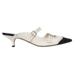 CHRISTIAN DIOR cuir crème SPECTADIOR Mules Escarpins Chaussures 38.5