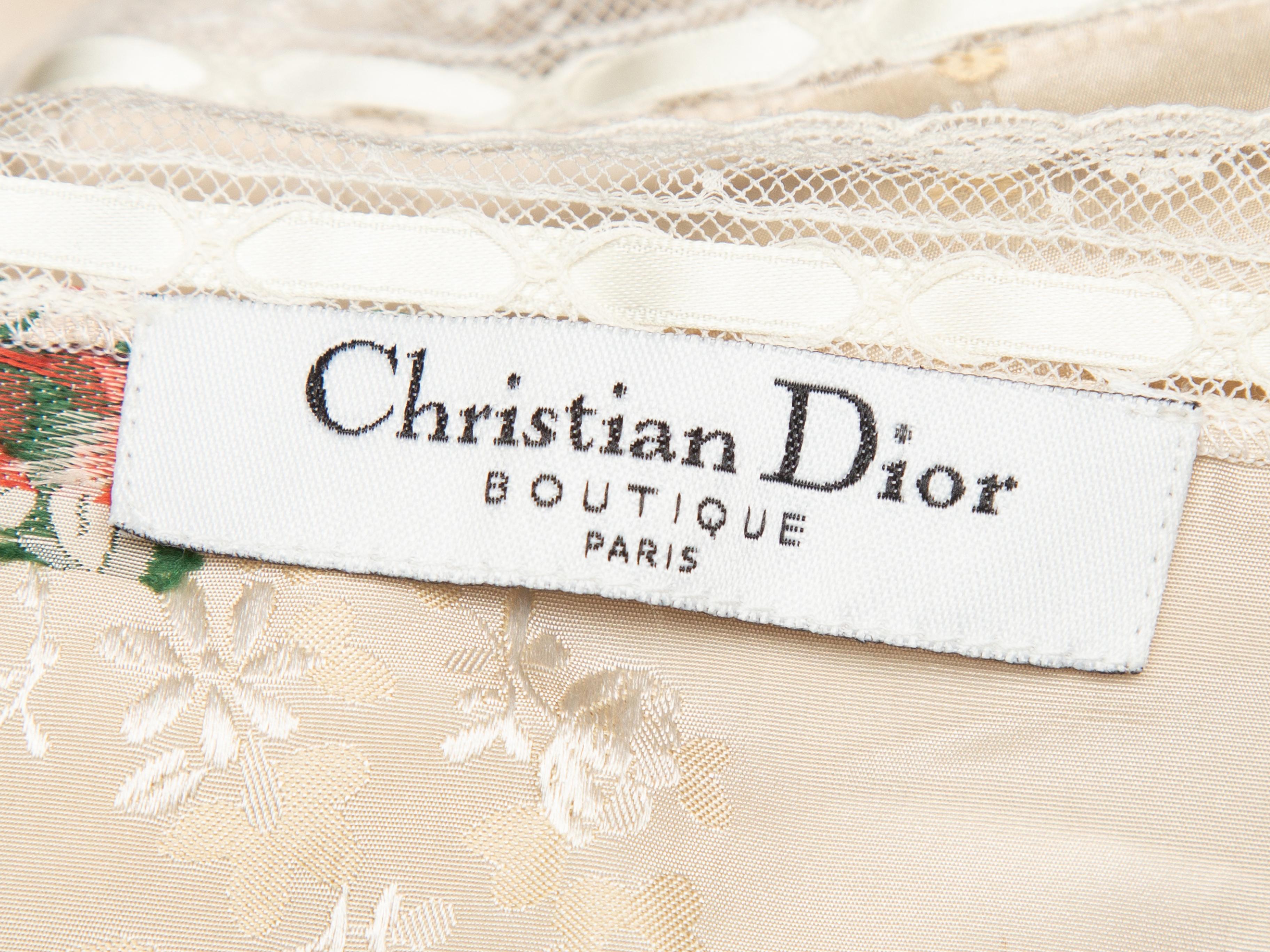 Christian Dior Cremefarbenes & mehrfarbiges Top aus geblümter Seide mit Blumenmuster 1