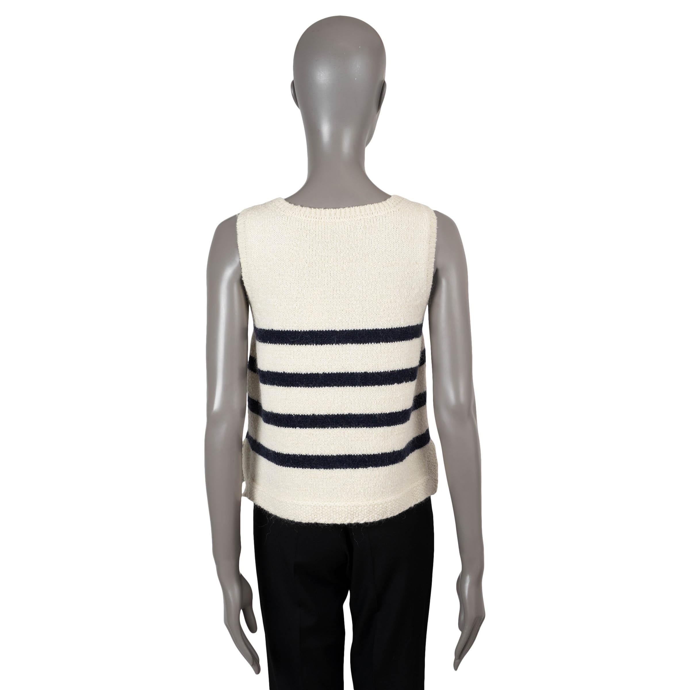 Black CHRISTIAN DIOR cream & navy cotton 2024 MARINIERE Tank Top Shirt 40 M For Sale