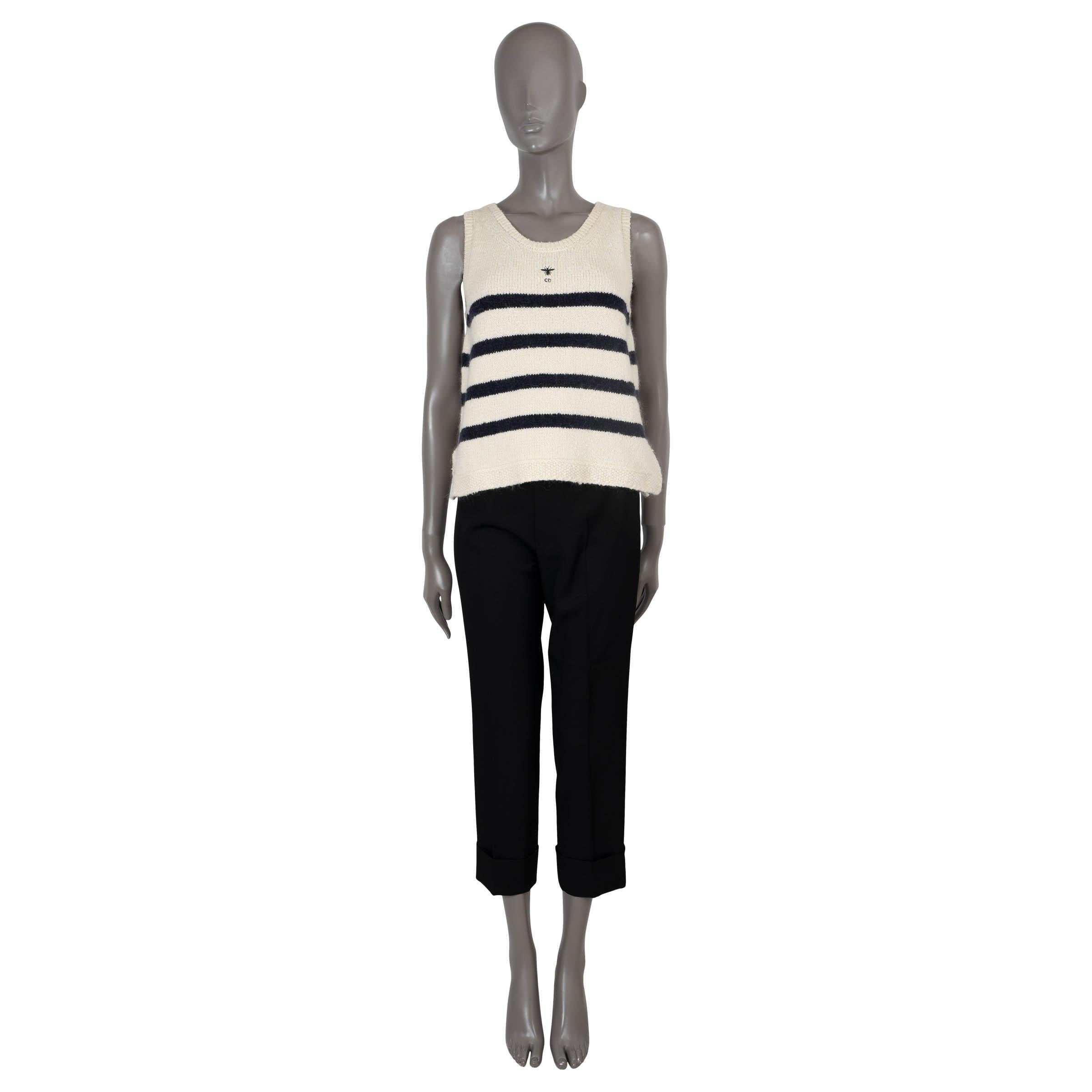 Women's CHRISTIAN DIOR cream & navy cotton 2024 MARINIERE Tank Top Shirt 40 M For Sale