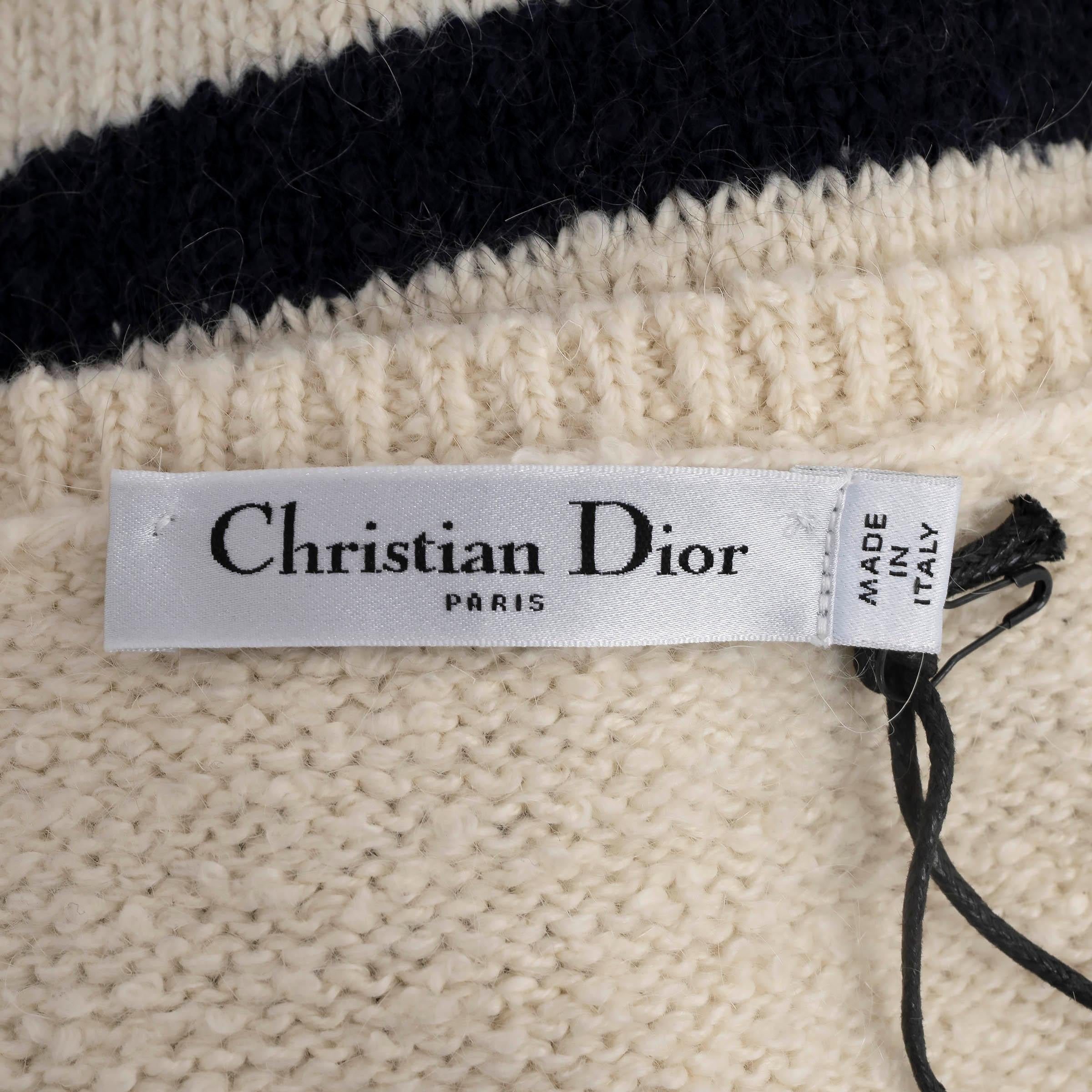 CHRISTIAN DIOR cream & navy cotton 2024 MARINIERE Tank Top Shirt 40 M For Sale 2