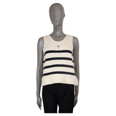 CHRISTIAN DIOR cream & navy cotton 2024 MARINIERE Tank Top Shirt 40 M