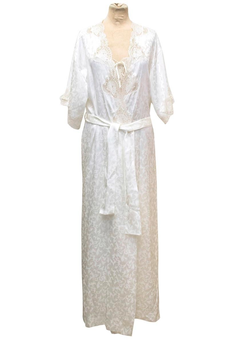 Gray Christian Dior Cream Night Gown and Robe Set US 6