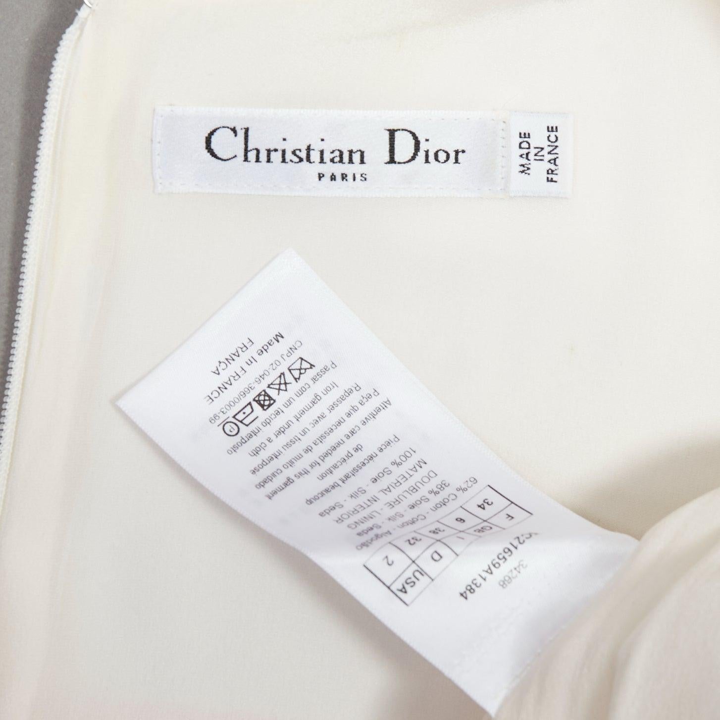 CHRISTIAN DIOR cream orange geometric print flare hem dress FR34 XS 3