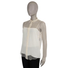CHRISTIAN DIOR cream polyamide 2022 SHEER MESH BUTTON-UP Shirt 38 S