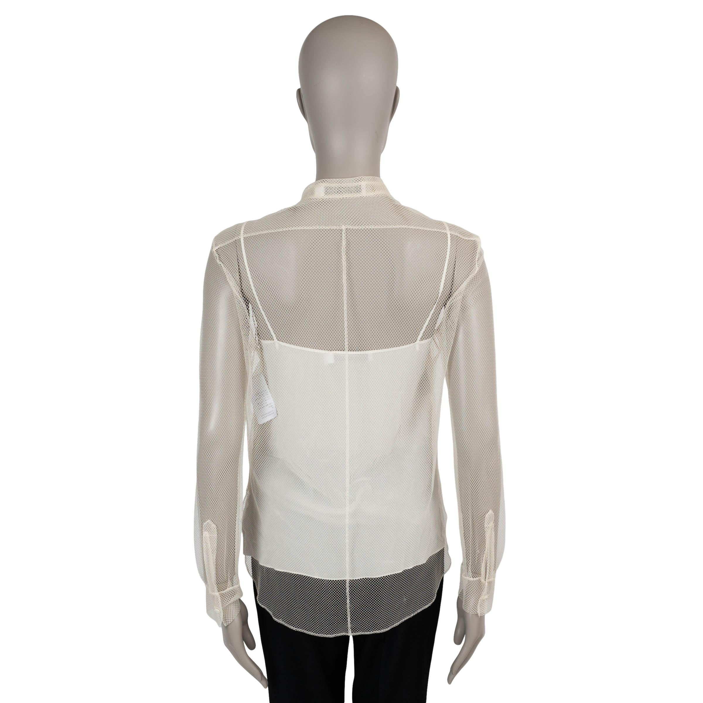 Gray CHRISTIAN DIOR cream polyamide 2022 SHEER MESH BUTTON-UP Shirt 38 S