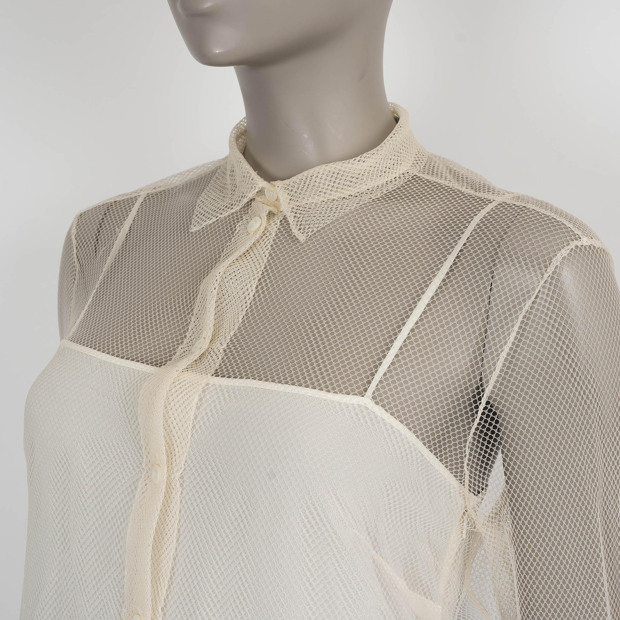 CHRISTIAN DIOR cream polyamide 2022 SHEER MESH BUTTON-UP Shirt 38 S 1