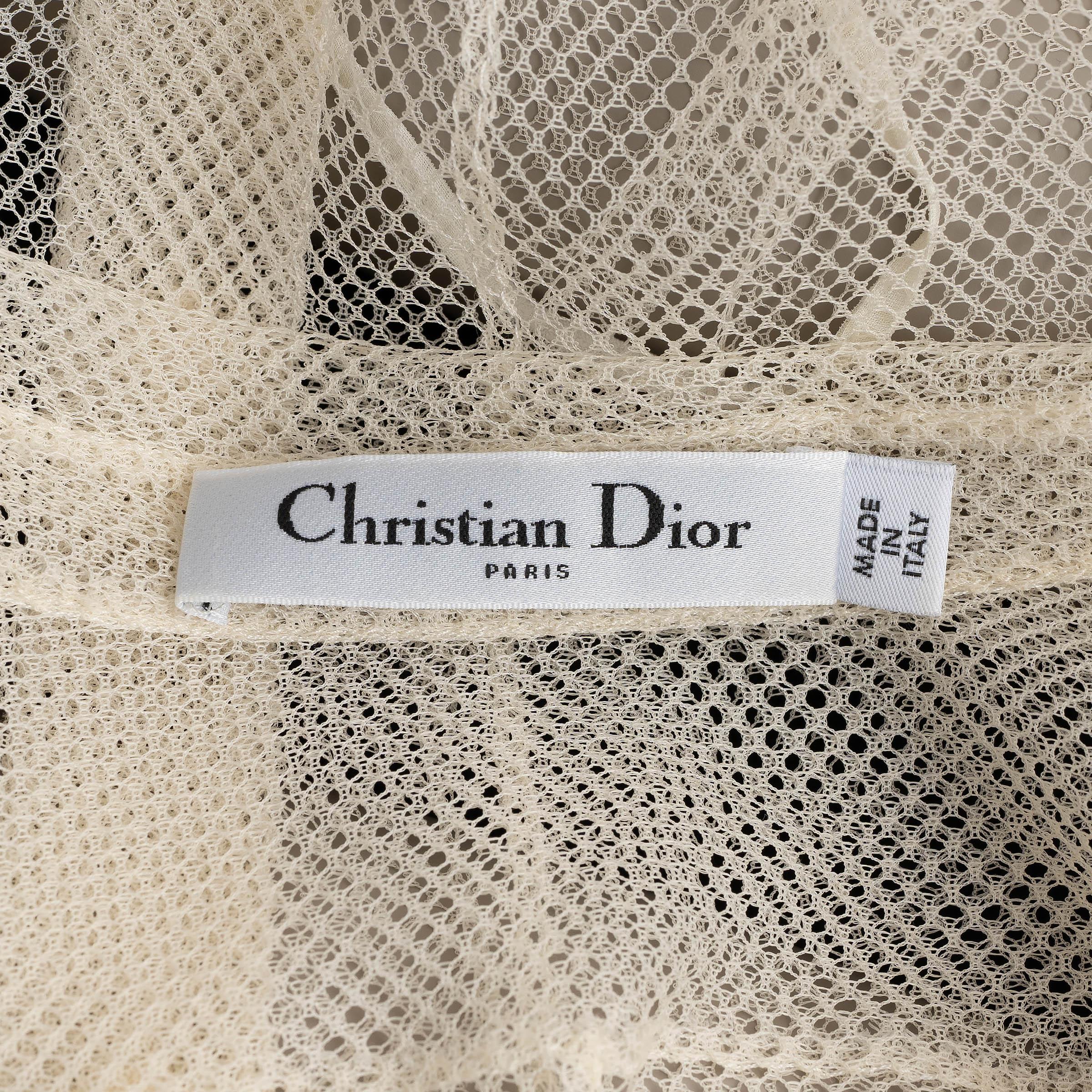 CHRISTIAN DIOR cream polyamide 2022 SHEER MESH BUTTON-UP Shirt 38 S 2