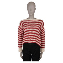 CHRISTIAN DIOR 2024 MARINIERE Pull rayé crème et rouge alpaca mélange 36 XS