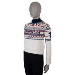 CHRISTIAN DIOR cream red blue wool cashmere 2021 DIORALPS Sweater 36 XS