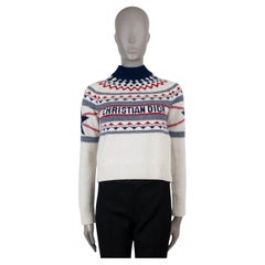 CHRISTIAN DIOR cream red blue wool cashmere 2021 DIORALPS Sweater 36 XS CHRISTIAN DIOR cream red blue wool cashmere 2021 DIORALPS Sweater 36 XS