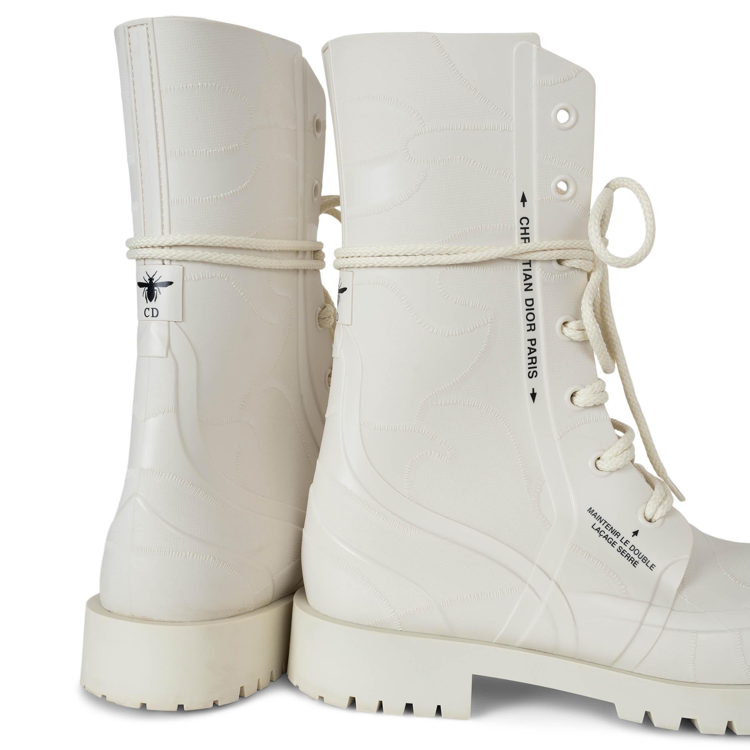 CHRISTIAN DIOR crema gomma 2020 DIORCAMP RAIN Stivali Scarpe 38 in vendita 2