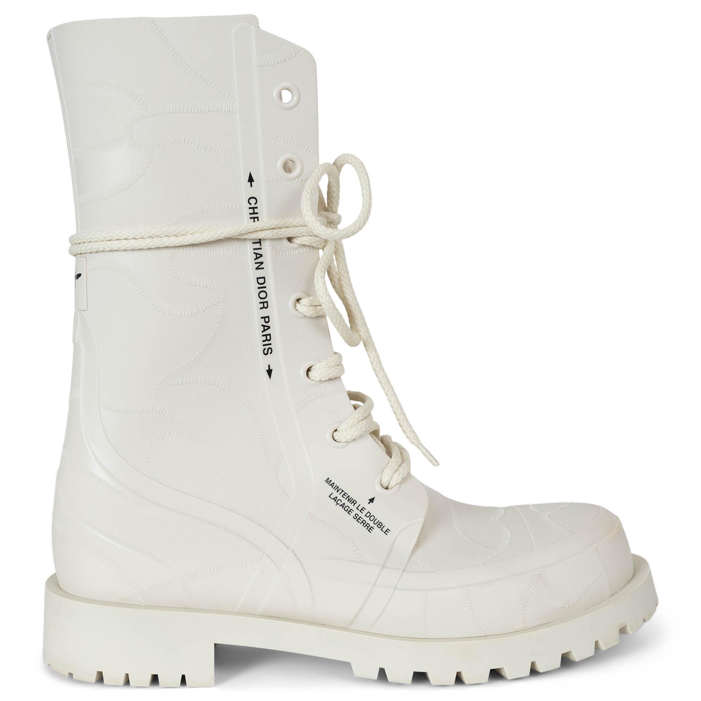 CHRISTIAN DIOR crema gomma 2020 DIORCAMP RAIN Stivali Scarpe 38 in vendita