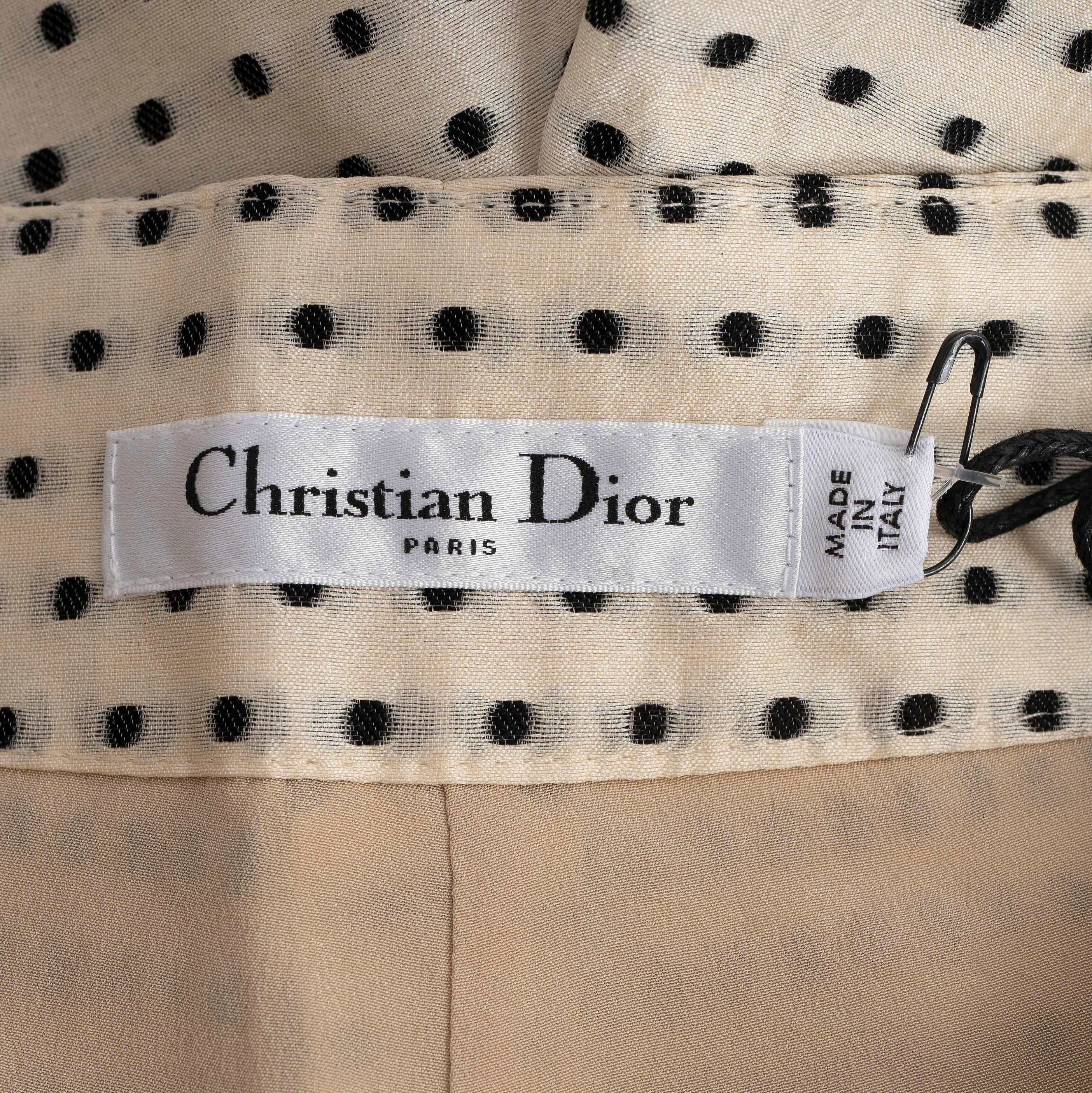 CHRISTIAN DIOR cream silk 2020 POLKA DOT MINI Shorts Pants 38 S For Sale 2