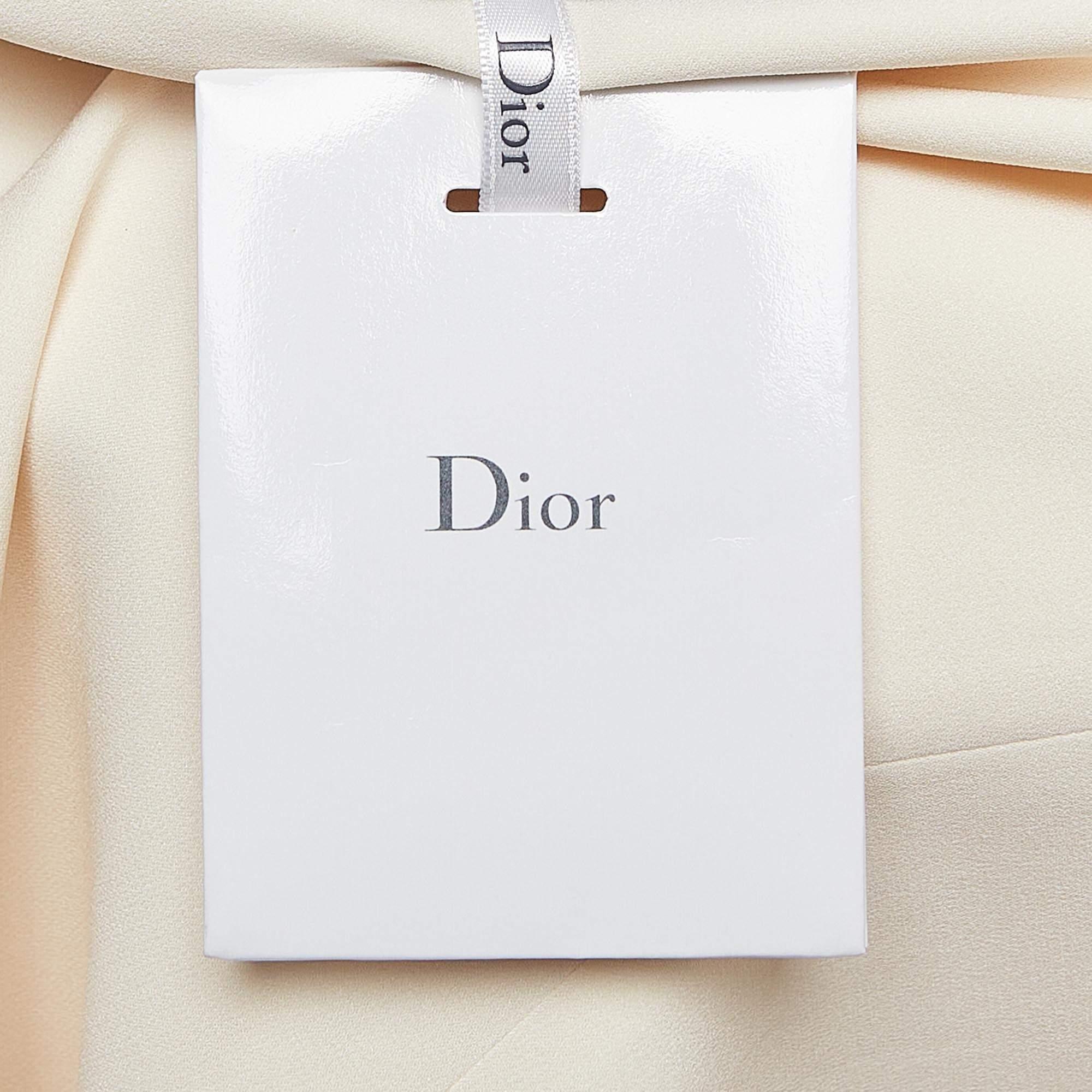 Christian Dior Cream Silk Blend Sleeveless Asymmetric Mini Dress M 1