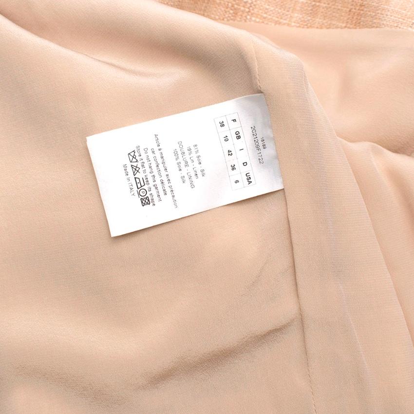 Women's Christian Dior Cream Silk & Linen Blend Collarless Jacket - Size US 6 For Sale