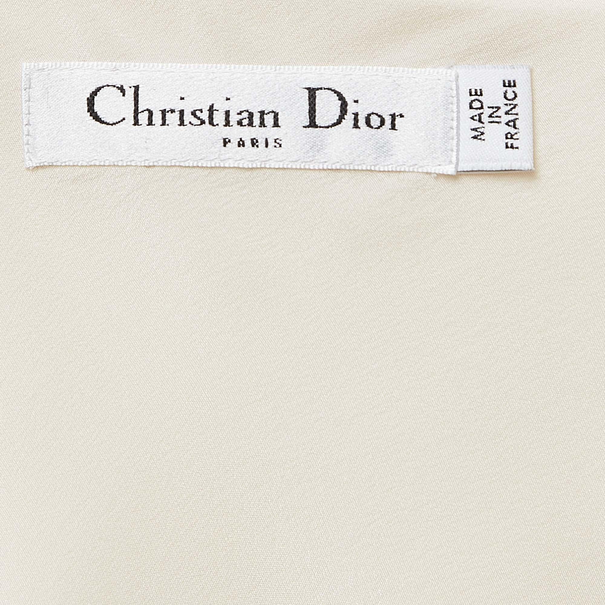 Women's Christian Dior Cream Silk Paneled Sleeveless Playsuit M For Sale