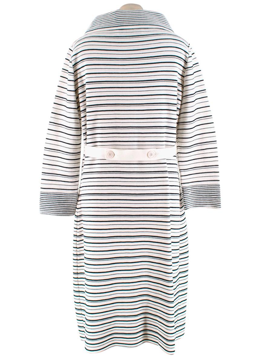 Gray Christian Dior Cream Striped Longline Knit Coat - Size US 8 For Sale