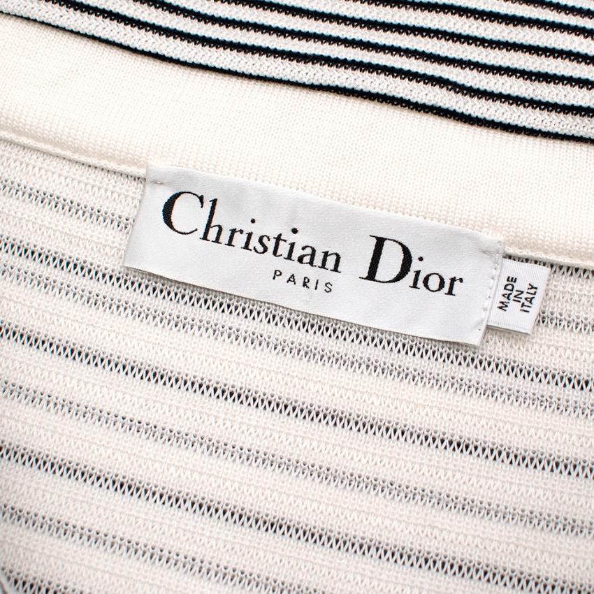 Christian Dior Cream Striped Longline Knit Coat - Size US 8 In Excellent Condition For Sale In London, GB