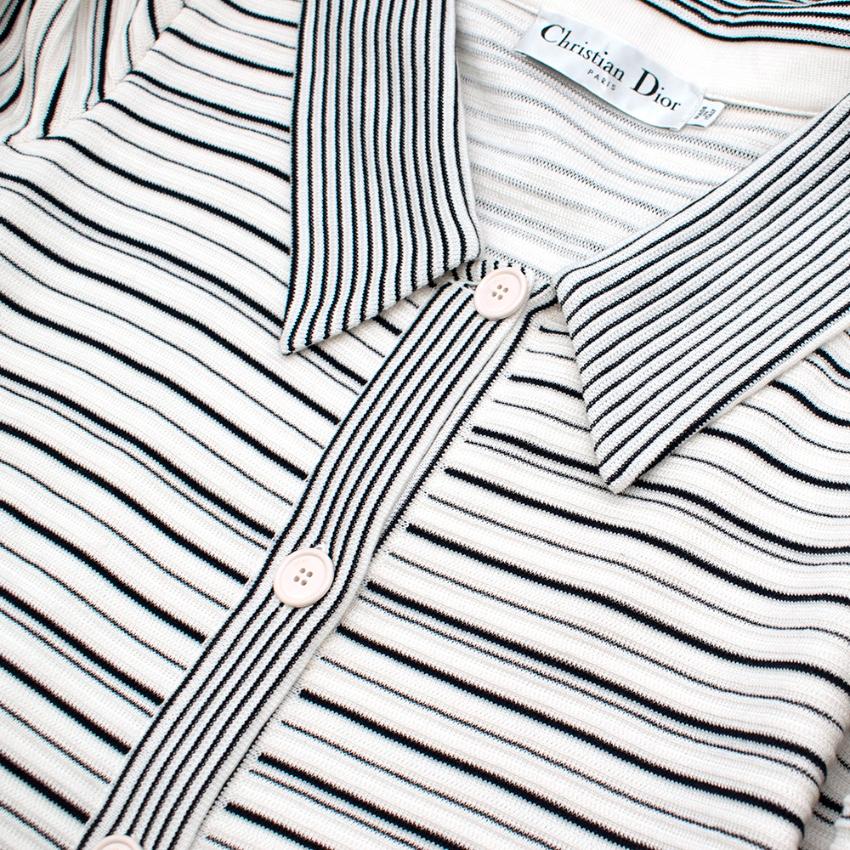 Women's Christian Dior Cream Striped Longline Knit Coat - Size US 8 For Sale