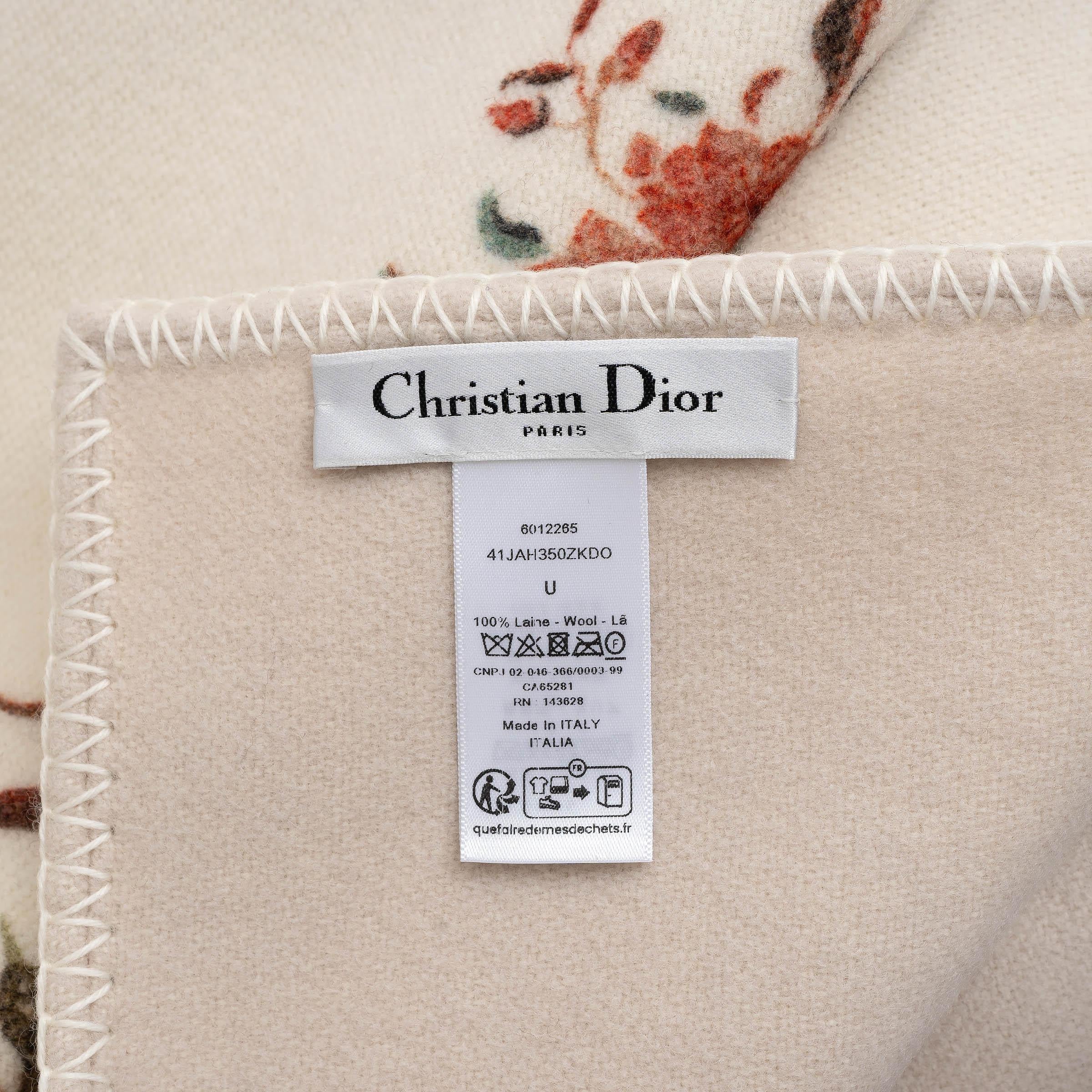 CHRISTIAN DIOR cream wool 2024 JARDIN D'HIVER Throw Blanket For Sale 1