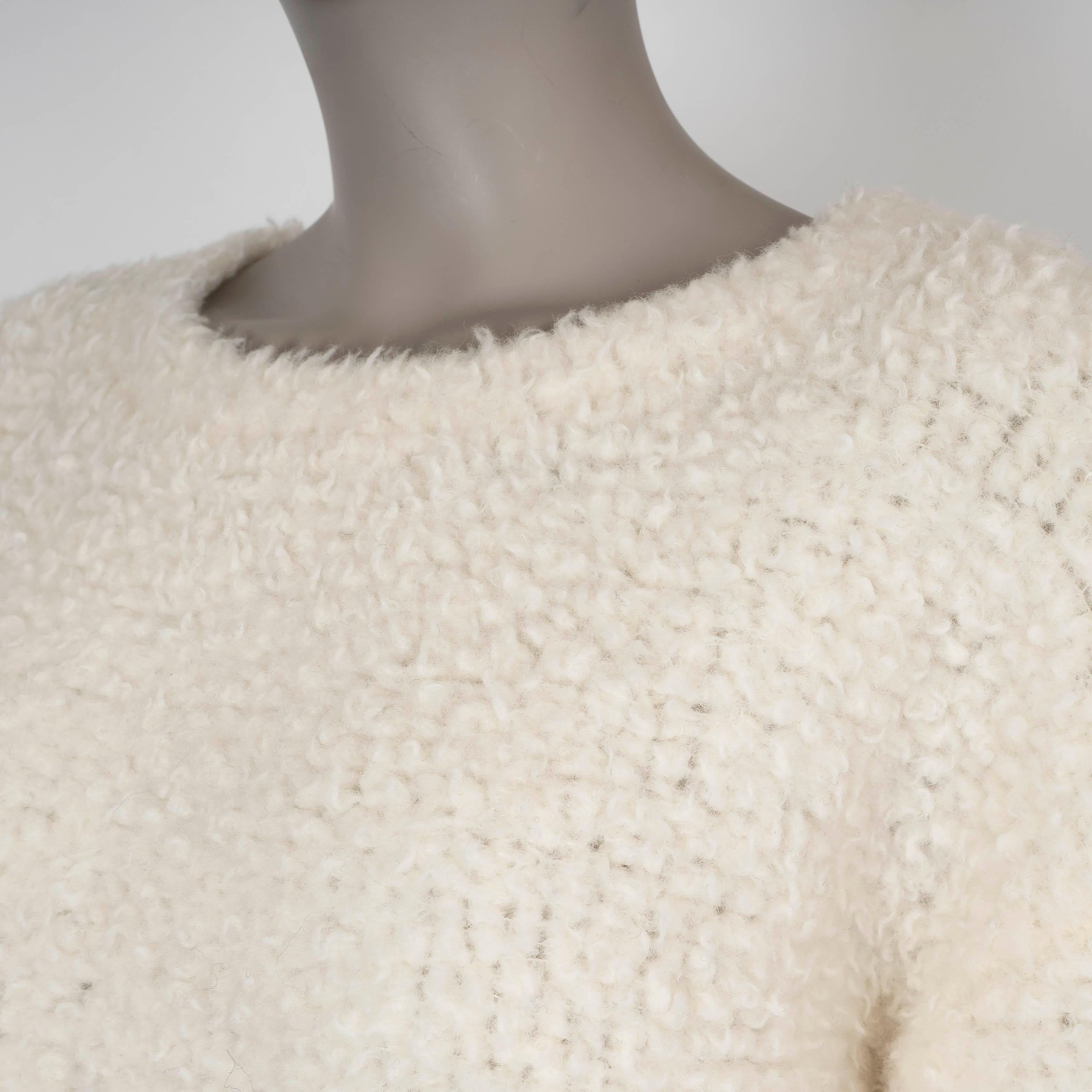 CHRISTIAN DIOR Pull J'ADIOR 8 TEDDY 2021 en laine crème mélangée 44 XL en vente 1