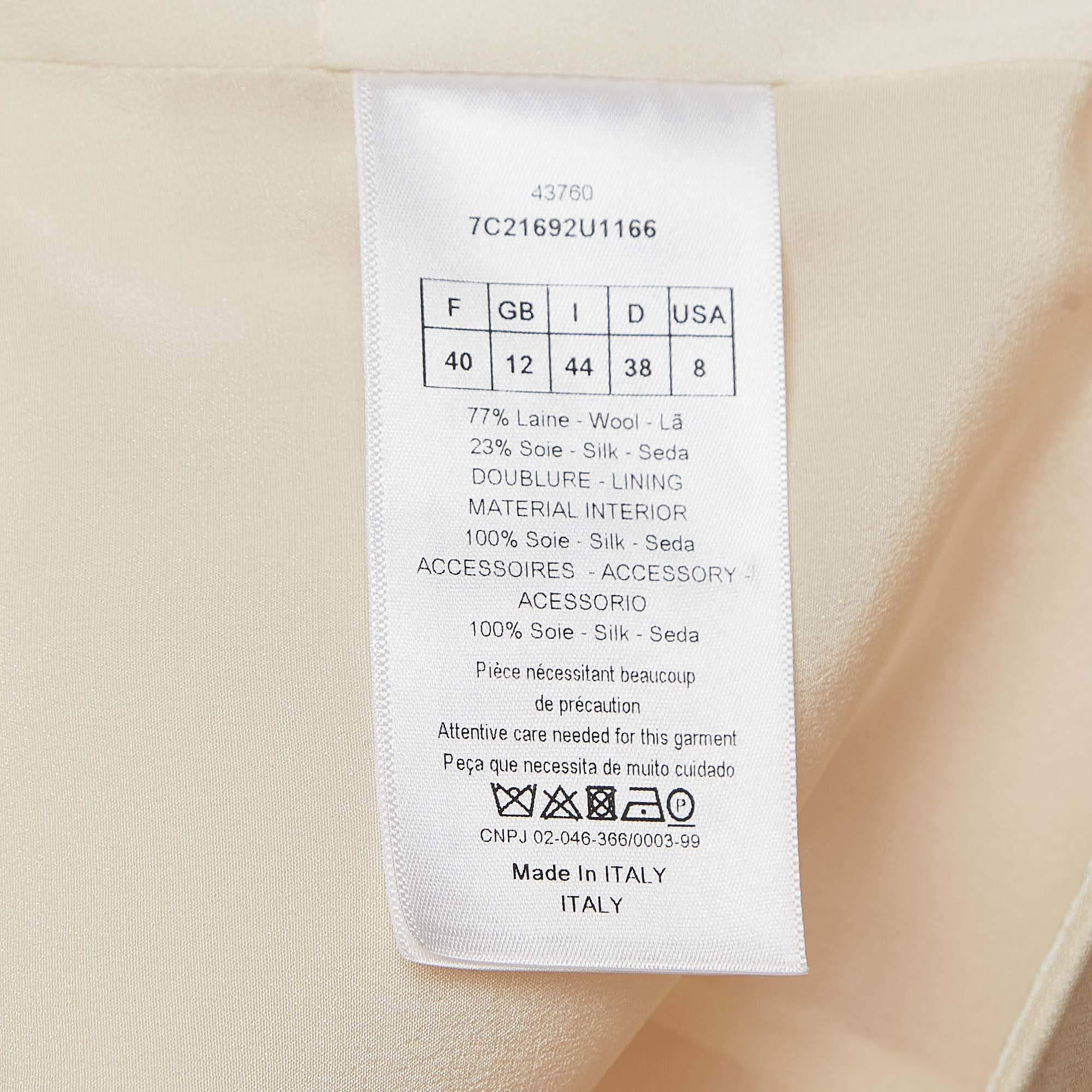 Christian Dior Cream Wool Blend Tie-Up Detail Flared Sleeve Mini Dress M In Good Condition For Sale In Dubai, Al Qouz 2