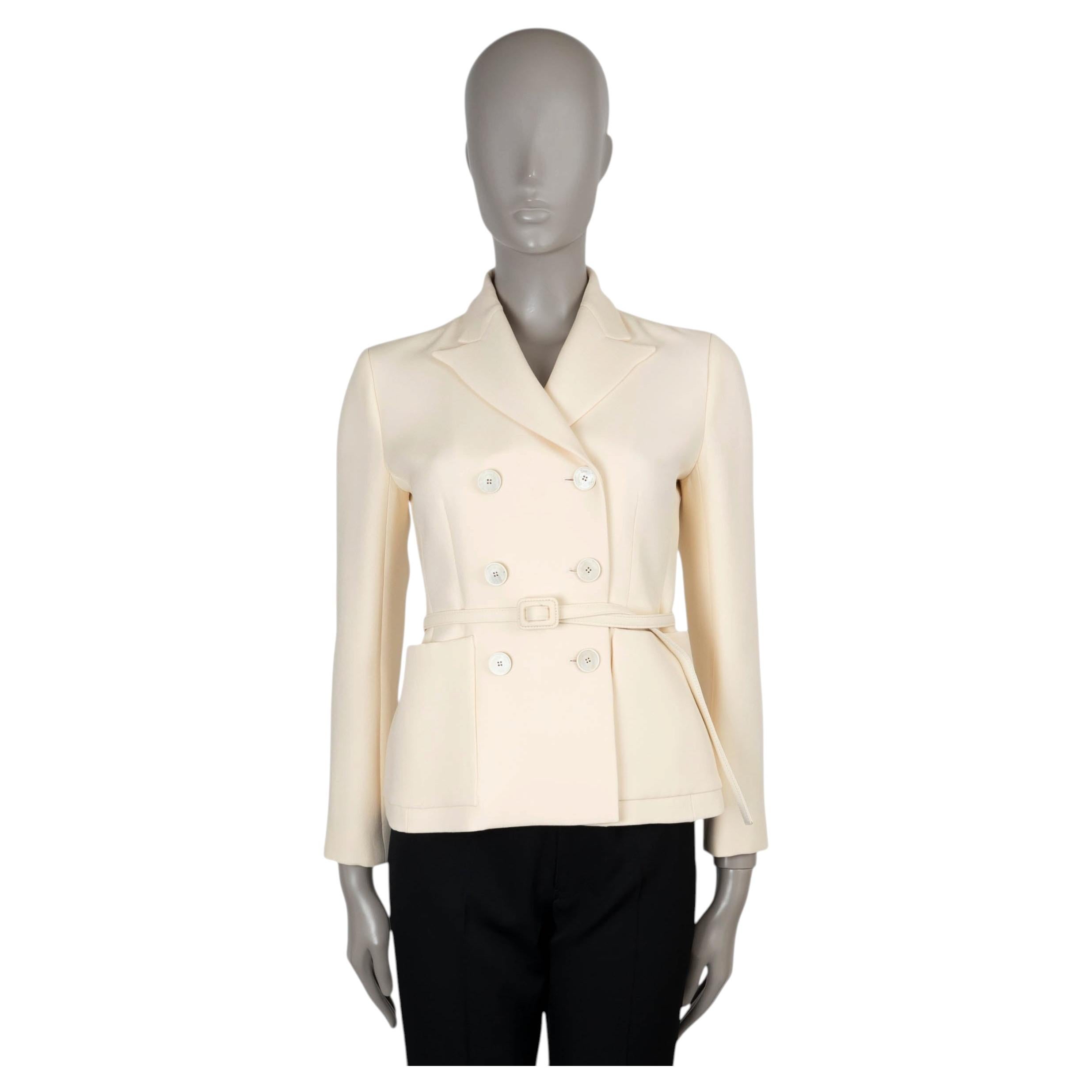Veste Christian Dior en laine et soie, couleur crème, collection 2022, modèle « BAR » avec ceinture, taille 36 (XS)